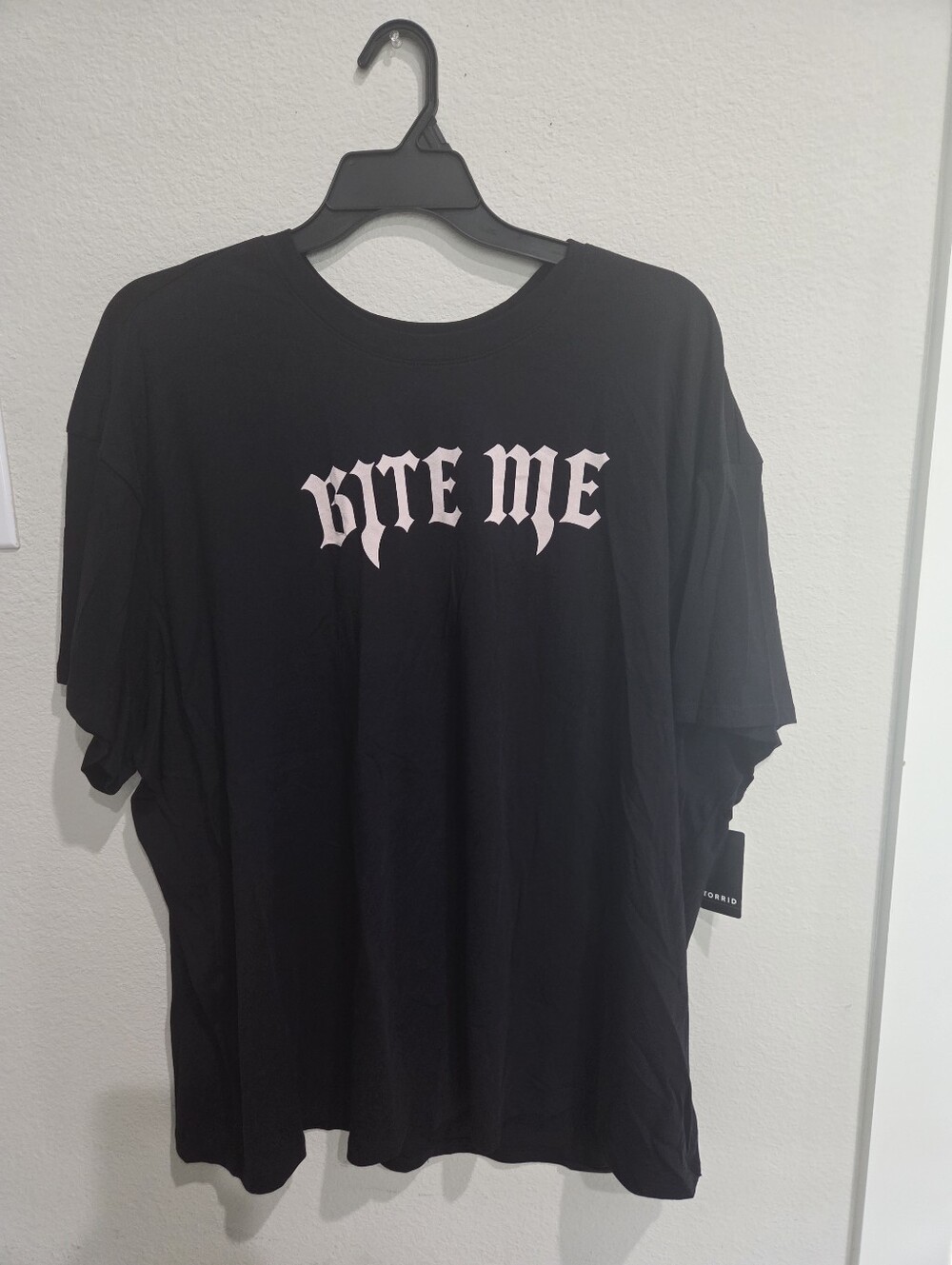 Bite Me Graphic Tee - Black with Pink Print